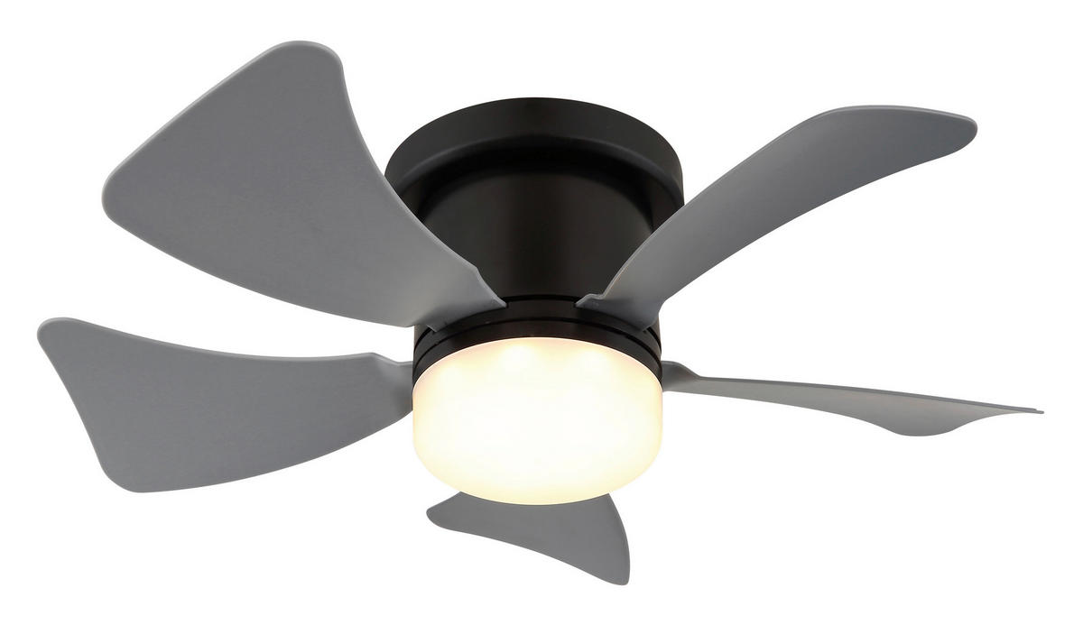 GLOBO Deckenventilator Opal grau mattschwarz H/D: ca. 13x40,6 cm max. 10 W Hines - Opal/mattschwarz (40,60/13,00cm) - GLOBO