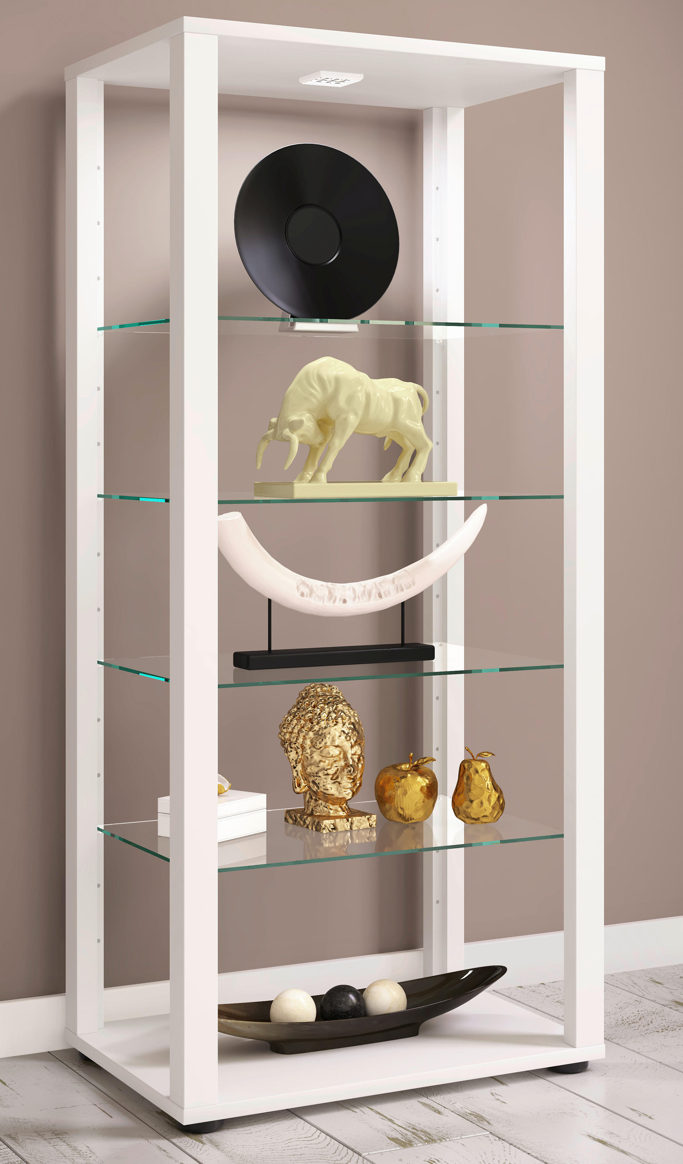 Standvitrine Glasol weiß Holzwerkstoff Glas B/H/T: ca. 52x118x35 cm Glasol - weiß (52,00/118,00/35,00cm) - VCM Möbel
