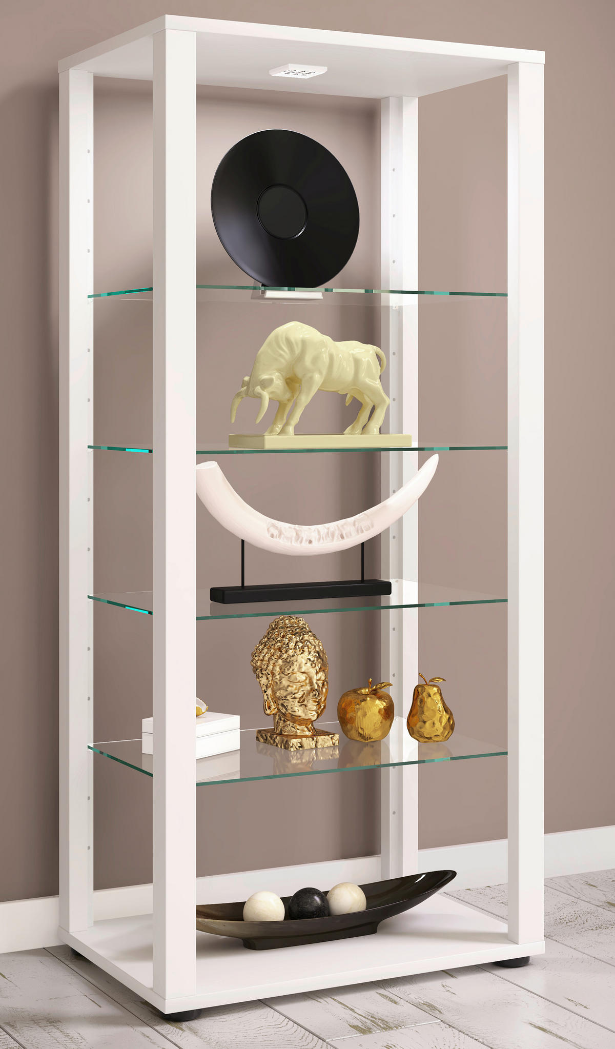 Standvitrine Glasol weiß Holzwerkstoff Glas B/H/T: ca. 52x118x35 cm Glasol - weiß (52,00/118,00/35,00cm) - VCM Möbel