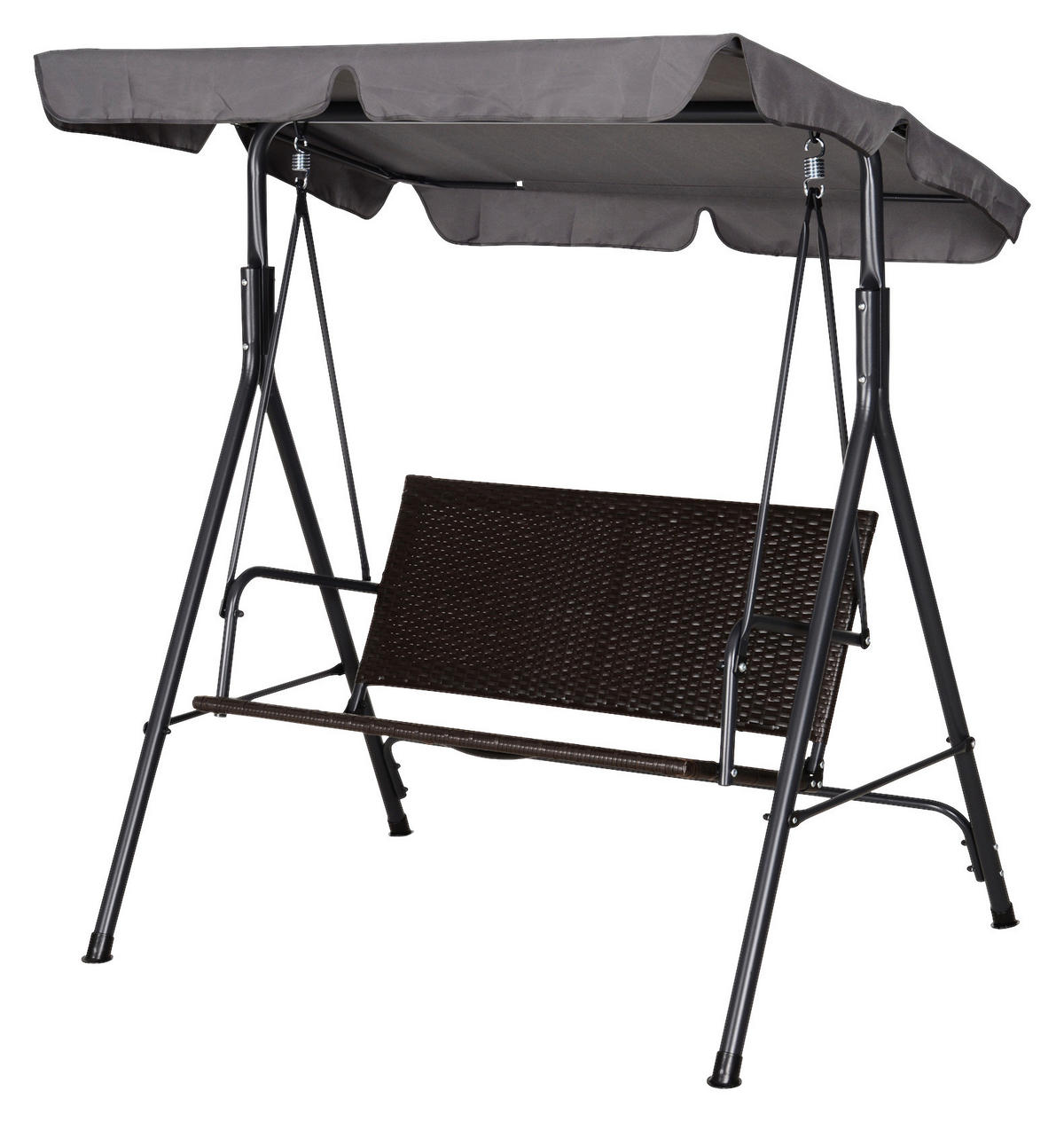 Outsunny Hollywoodschaukel schwarz Stahl B/H/T: ca. 140x151x110 cm Hollywoodschaukel - schwarz/grau (140,00/151,00/110,00cm) - Outsunny