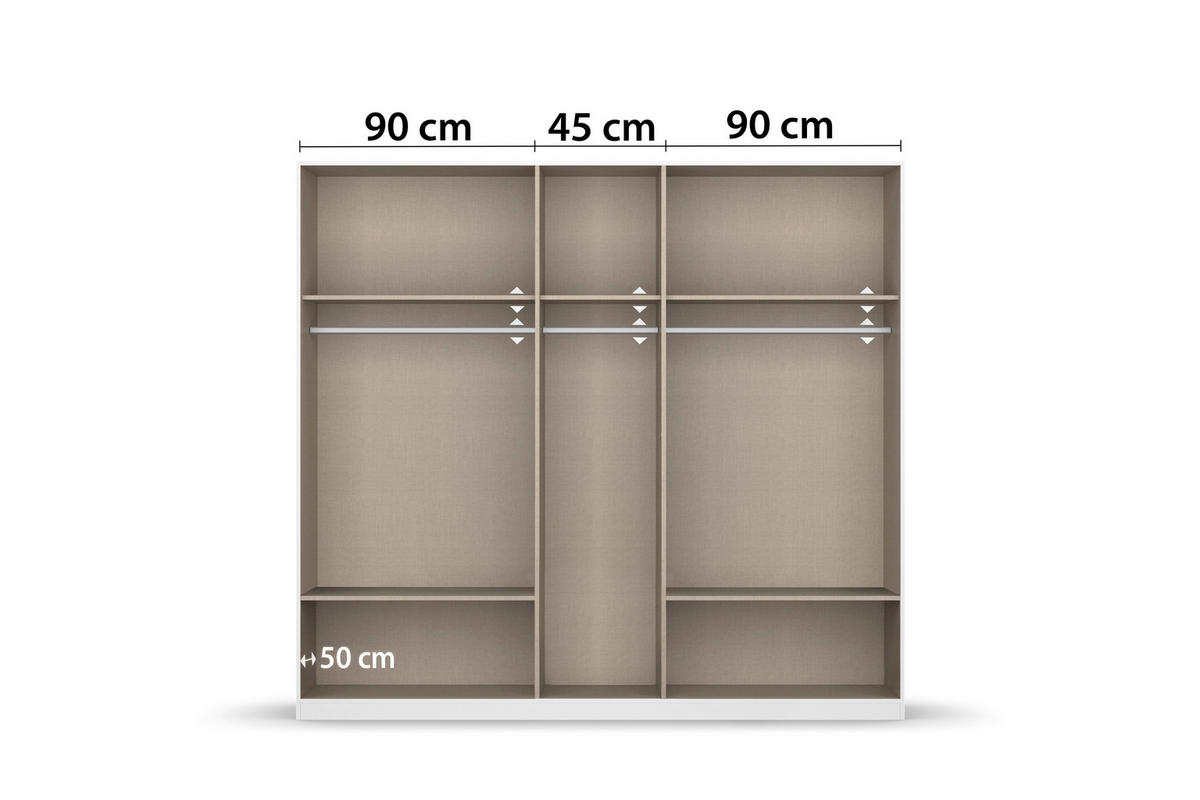 Kleiderschrank Jubi Alpinweiß grau B/H/T: ca. 226x210x54 cm Jubi - Alpinweiß/grau (226,00/210,00/54,00cm)