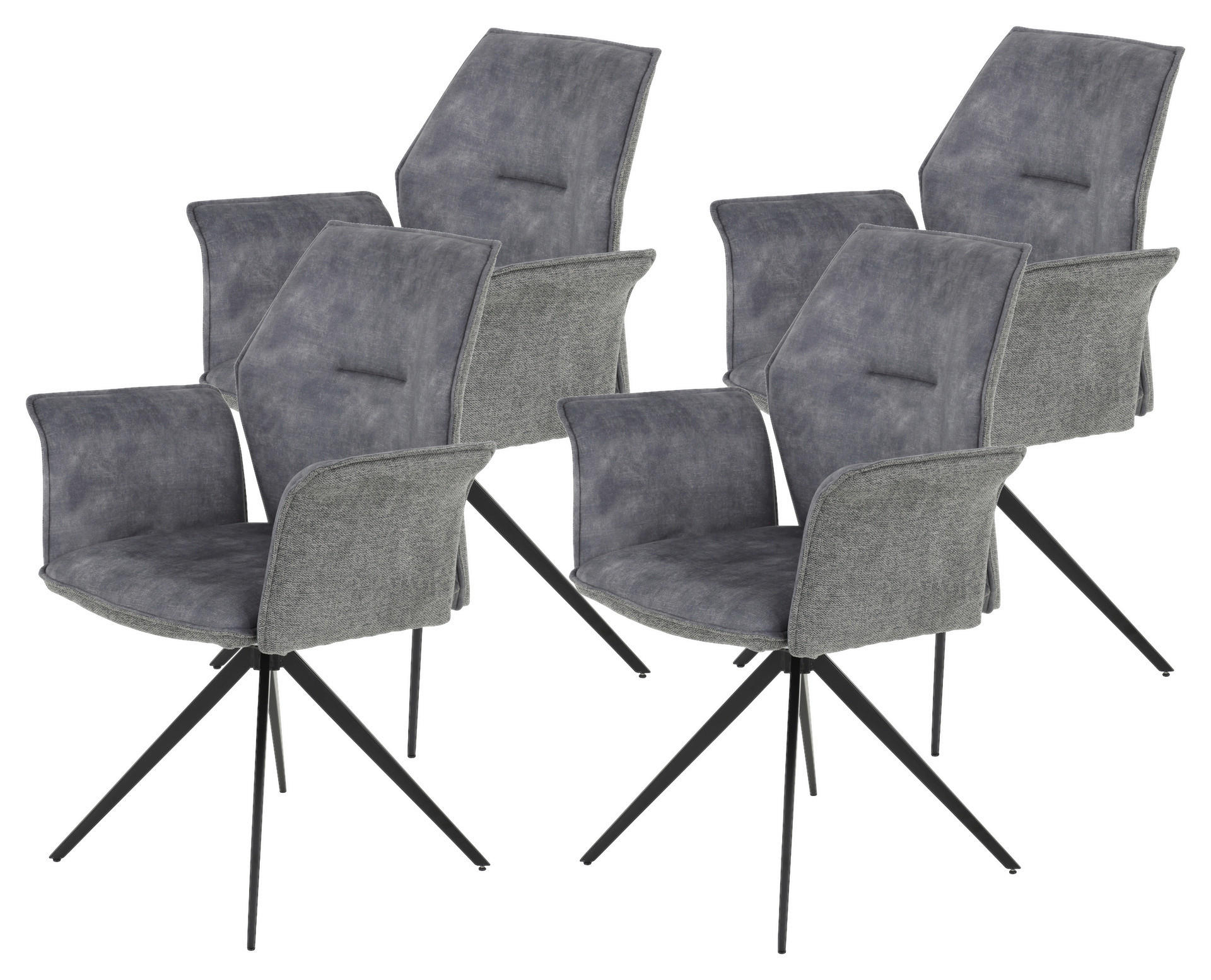 Armlehnstuhl 4er Set SUSANNE grau Vintage schwarz Webstoff Microfaser B/H/T: ca. 65x92x64 cm 4er Set SUSANNE - schwarz/grau (65,00/92,00/64,00cm) - Hela