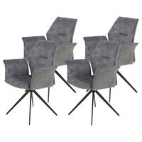 Armlehnstuhl 4er Set SUSANNE grau Vintage schwarz Webstoff Microfaser B/H/T: ca. 65x92x64 cm 4er Set SUSANNE - schwarz/grau (65,00/92,00/64,00cm) - Hela