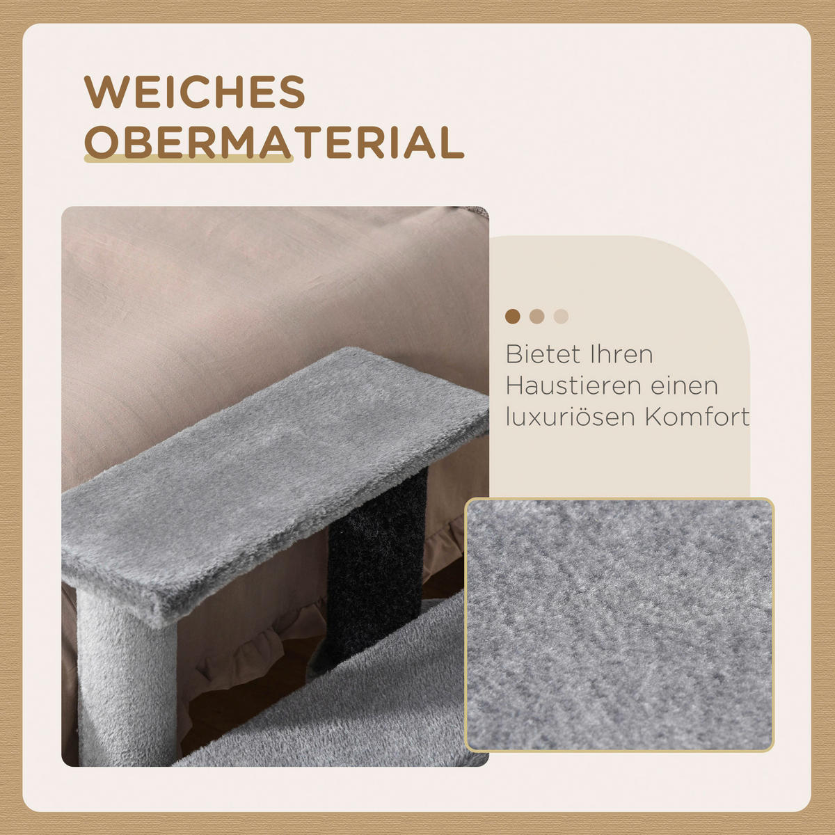 PawHut Haustiertreppe grau Polyester B/H/L: ca. 40x48x45 cm Haustiertreppe - grau (45,00/40,00/48,00cm) - PawHut