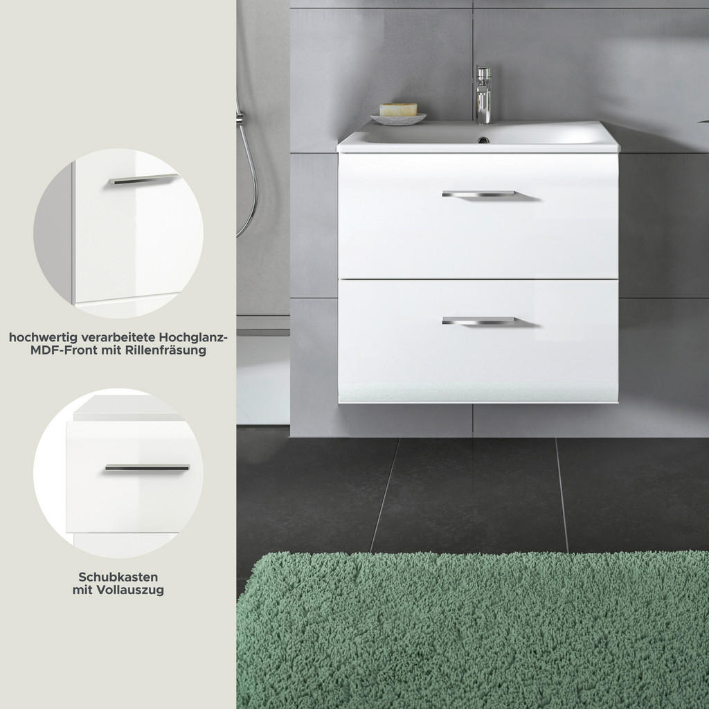 Thumbnail - Waschplatz Ice weiß weiß Hochglanz B/H/T: ca. 60x55x46 cm