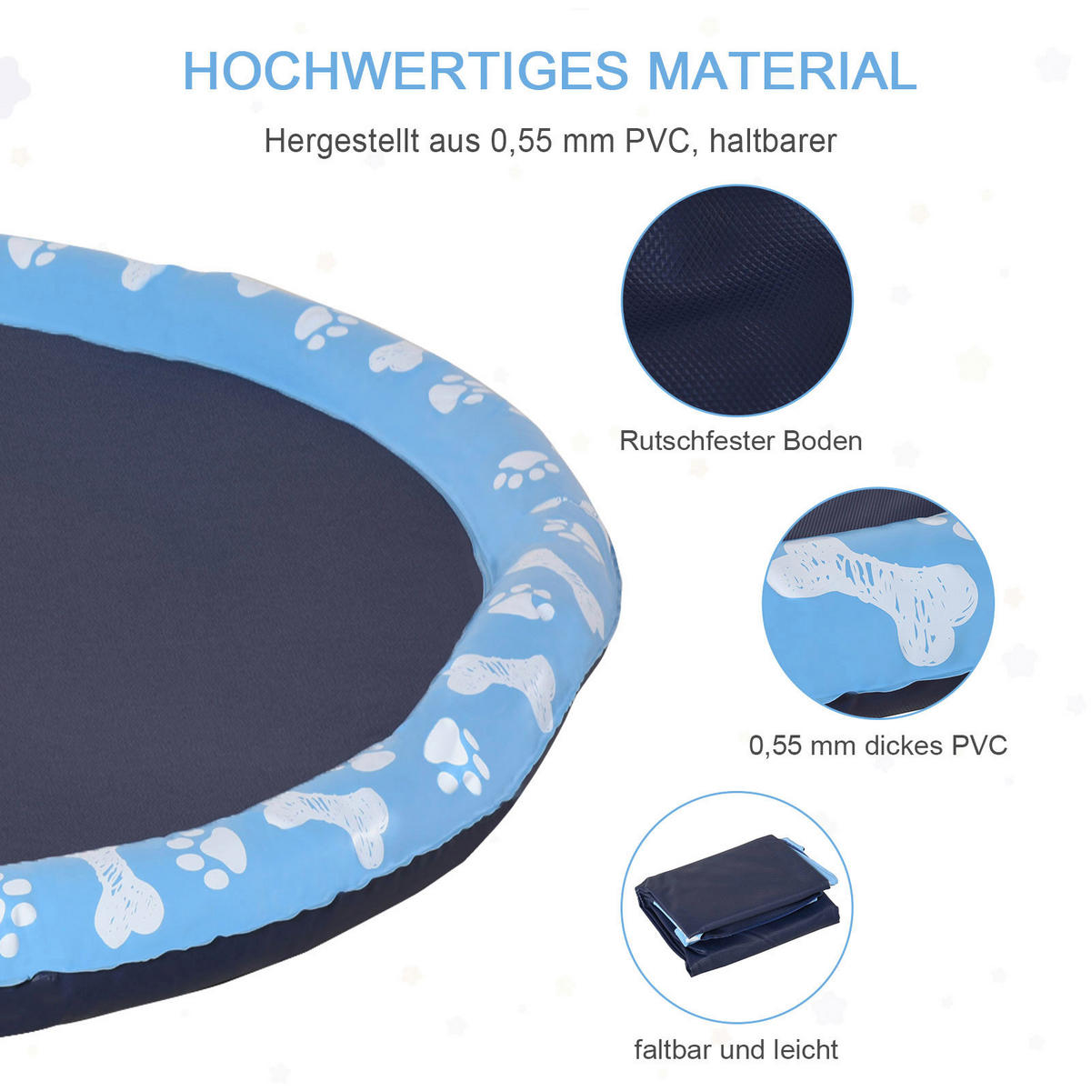PawHut Hunde-Planschbecken blau Kunststoff B/H/L: ca. 150x1x150 cm Hunde-Planschbecken - blau (150,00/150,00/1,00cm) - PawHut