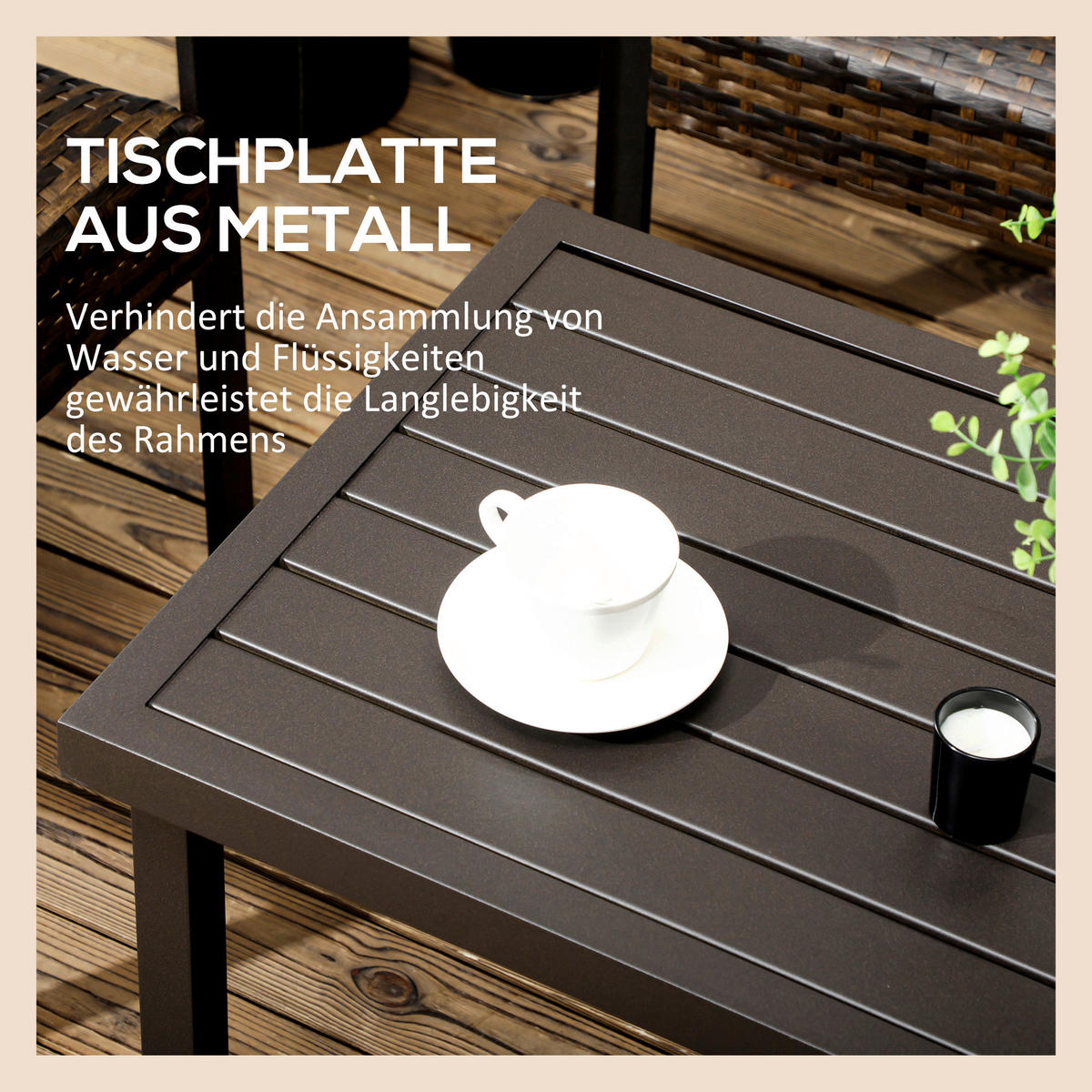Outsunny Beistelltisch Beistelltisch - braun (91,00/51,00/46,00cm) - Outsunny