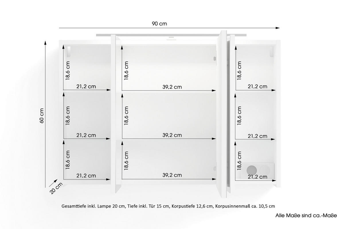 Spiegelschrank SPREE anthrazit B/H/T: ca. 90x60x15 cm SPREE - anthrazit (90,00/60,00/15,00cm) - byLIVING