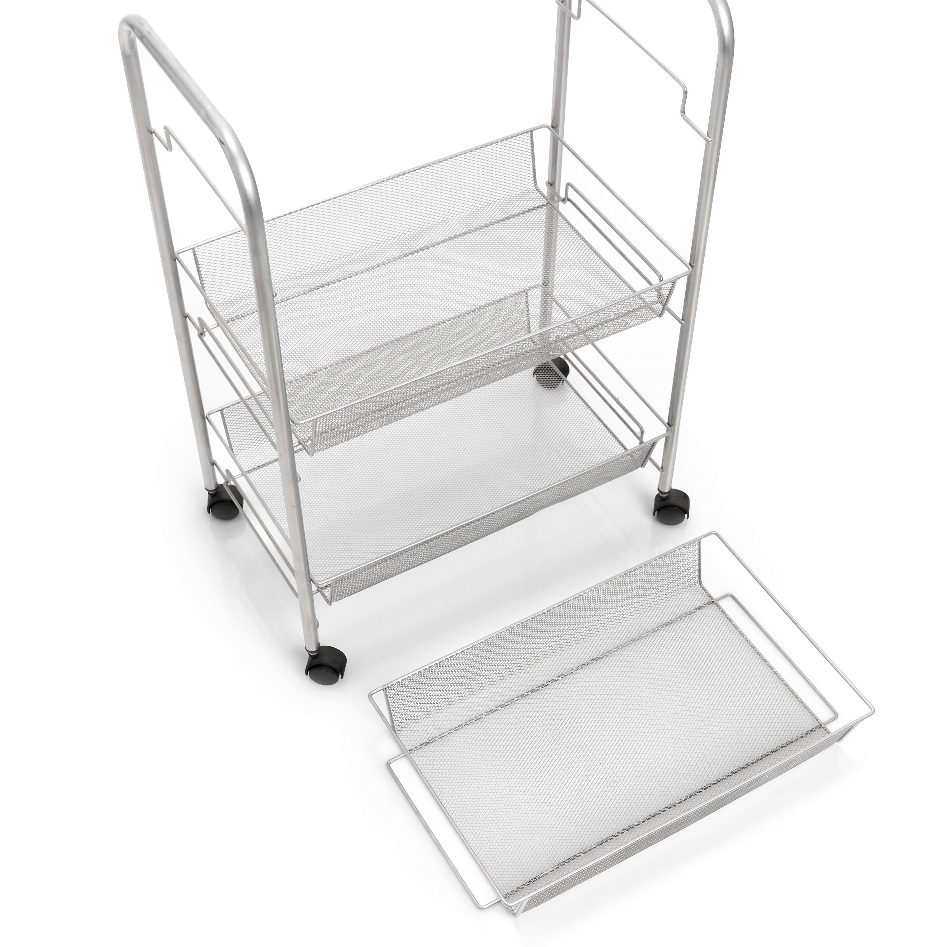 Zeller Rollwagen silber Mesh B/H/L: ca. 26x63x44 cm Rollwagen - silber (44,00/26,00/63,00cm) - Zeller
