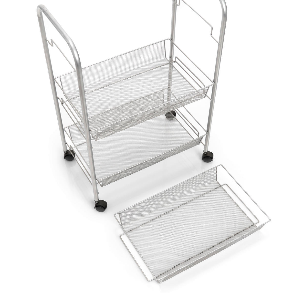 Zeller Rollwagen silber Mesh B/H/L: ca. 26x63x44 cm Rollwagen - silber (44,00/26,00/63,00cm) - Zeller