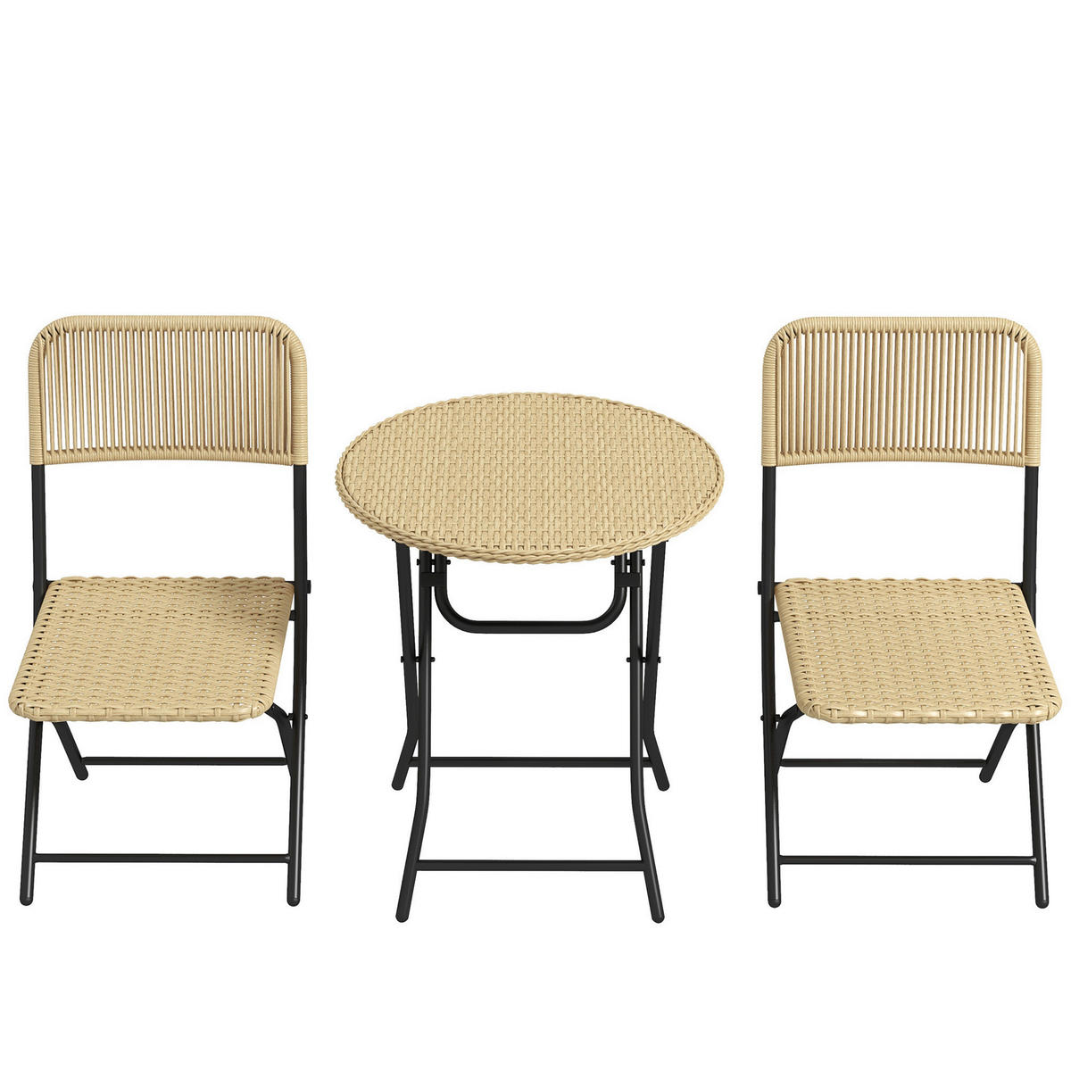 Outsunny Sitzgruppe gelb Polyrattan B/H/L: ca. 60x60x70 cm Bistro-Set - gelb (70,00/60,00/60,00cm) - Outsunny