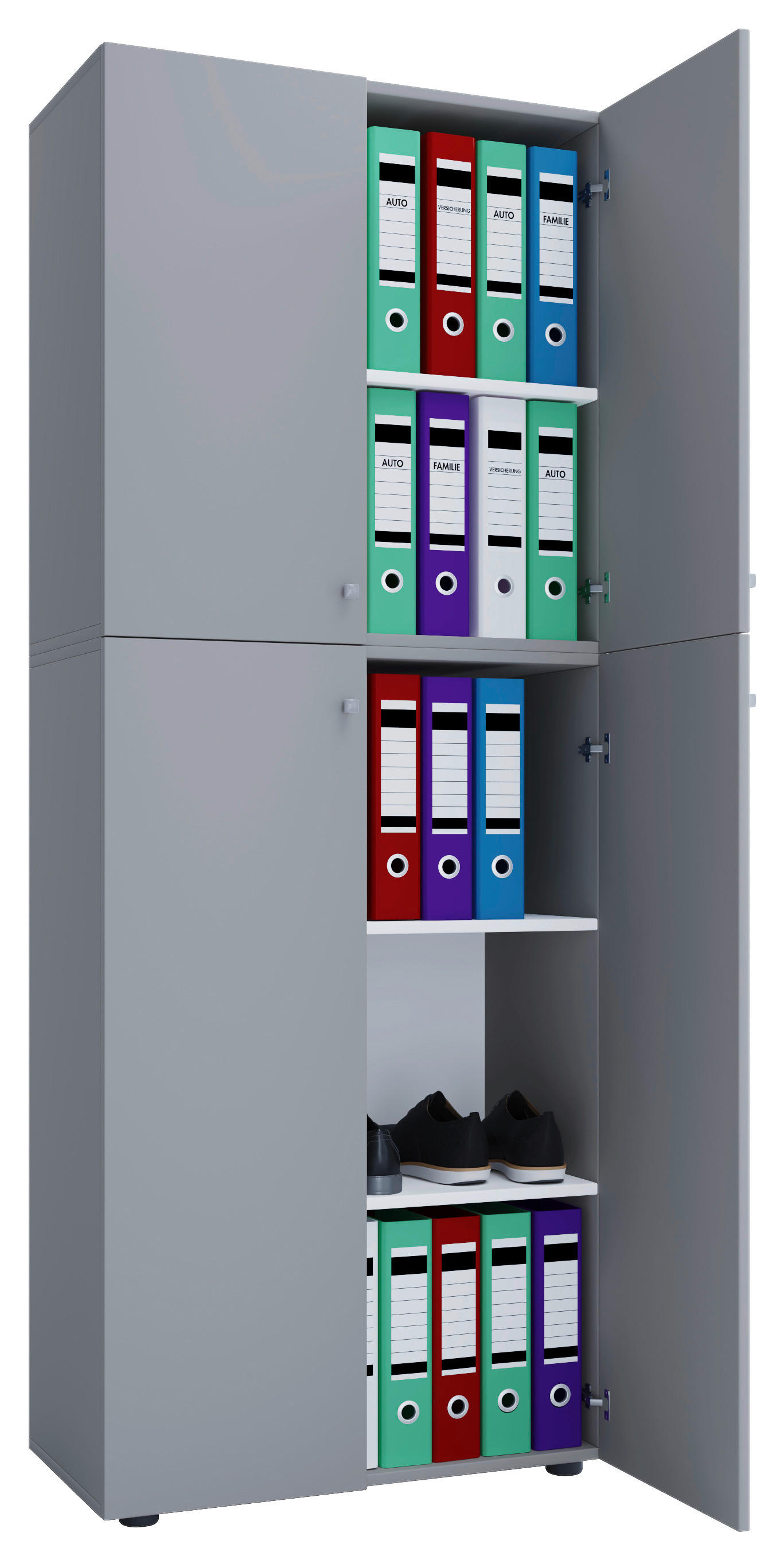 Büroschrank Lona XXL grau weiß B/H/T: ca. 70x183x39 cm Lona XXL - weiß/grau (70,00/183,00/39,00cm) - VCM Möbel