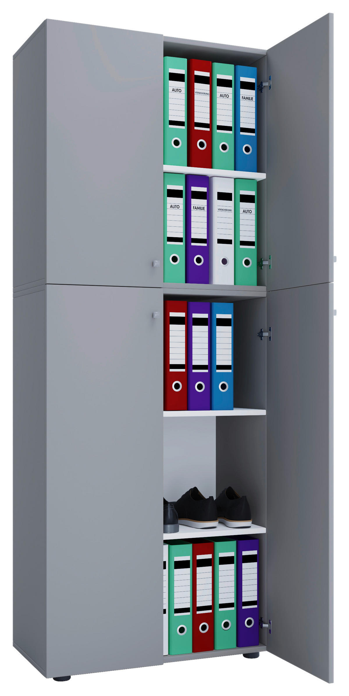 Büroschrank Lona XXL grau weiß B/H/T: ca. 70x183x39 cm Lona XXL - weiß/grau (70,00/183,00/39,00cm) - VCM Möbel