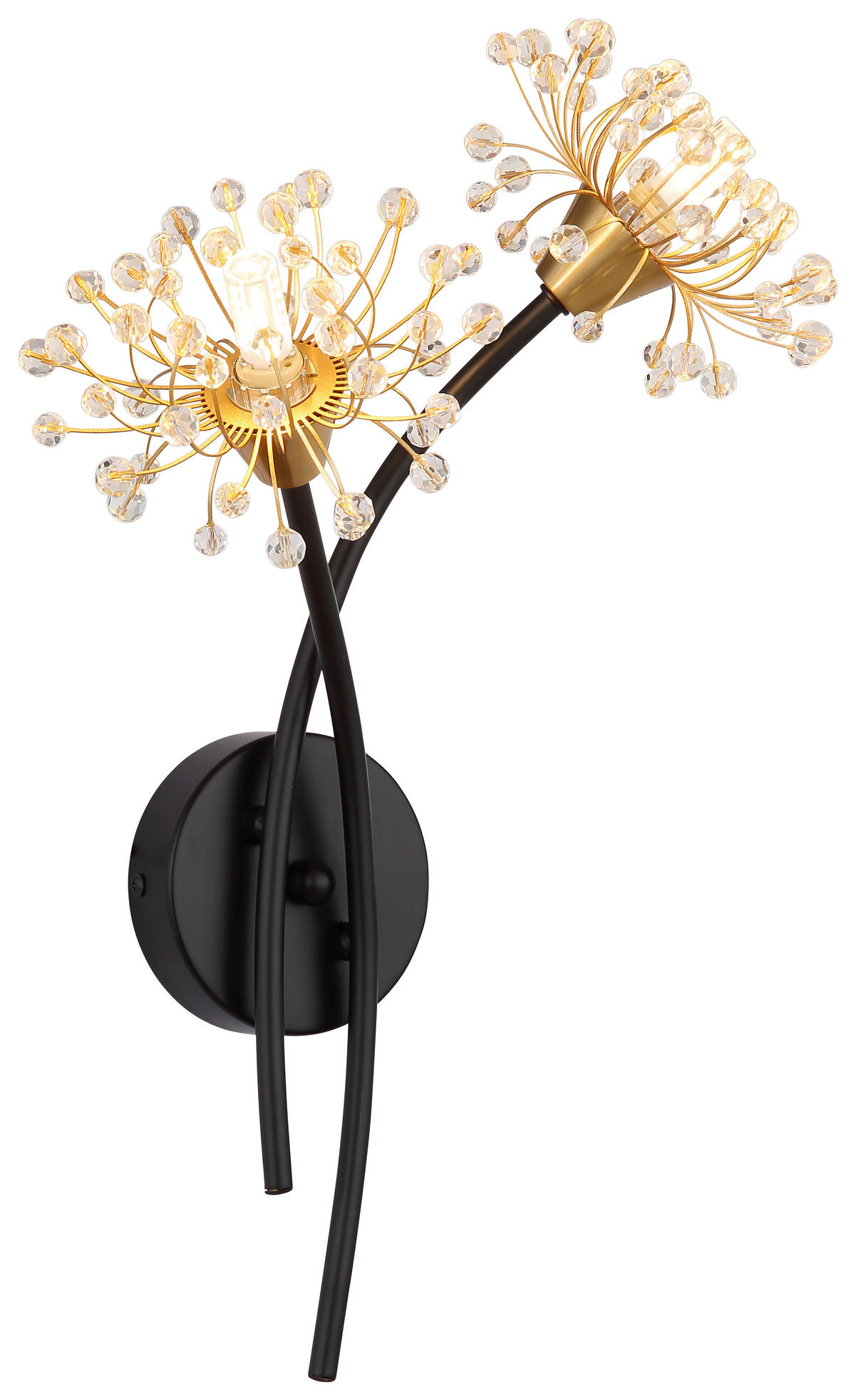 GLOBO Wandleuchte FIORE 16054-2W gold schwarz Metall Acryl B/H: ca. 32,5x44,5 cm G9 2 Brennstellen FIORE - gold/schwarz (32,50/44,50cm) - GLOBO