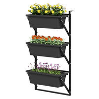 Outsunny Pflanzentopf Set dunkelgrau Kunststoff B/H/L: ca. 42x100x56 cm Pflanzentopf Set - dunkelgrau (56,00/42,00/100,00cm) - Outsunny