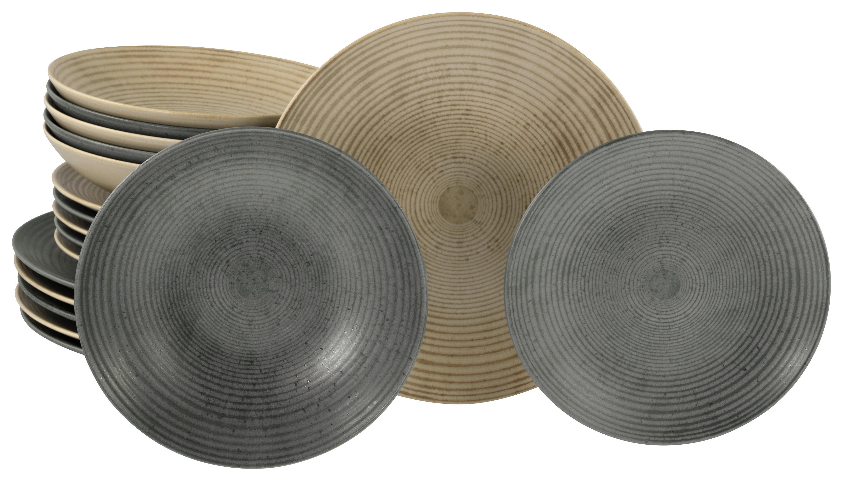 CreaTable Teller-Set Catania sand Steinzeug Catania - sand/grau - CreaTable