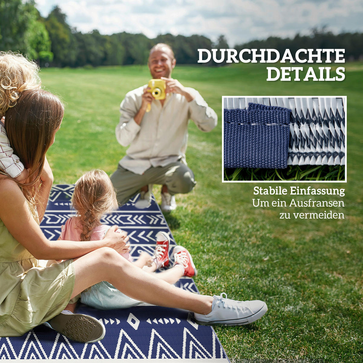 Outsunny Outdoor-Teppich blau B/H/L: ca. 274x1x182 cm Outdoorteppich - blau/weiß (182,00/274,00/1,00cm) - Outsunny