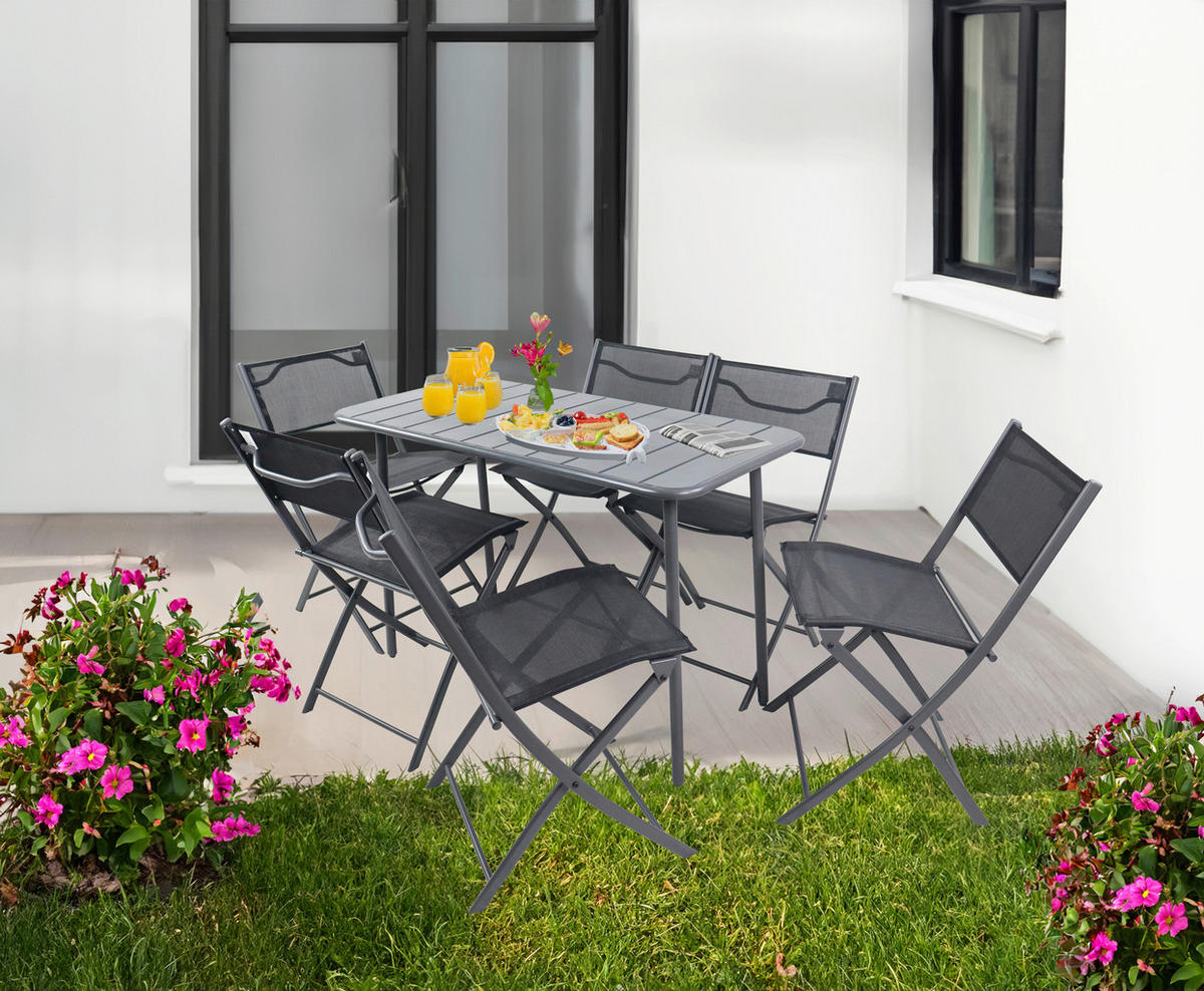 VCM Gartenstuhl 6er Set Sumila schwarz Metall B/H/L: ca. 45x79x46 cm Sumila - schwarz (46,00/45,00/79,00cm) - VCM