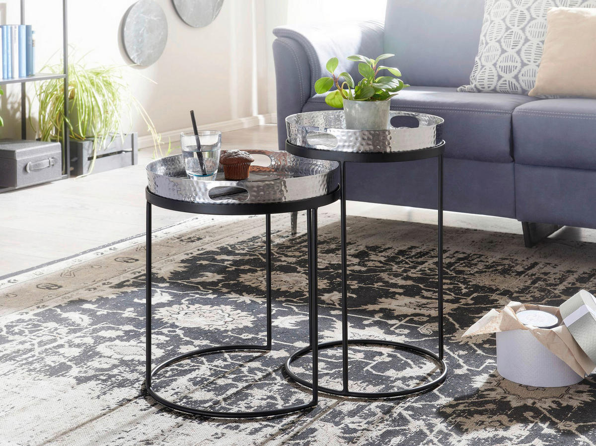 Beistelltisch 2er-Set. silber Metall B/H/T: ca. 38x45x38 cm 2er-Set. - silber (38,00/45,00/38,00cm) - Wohnling