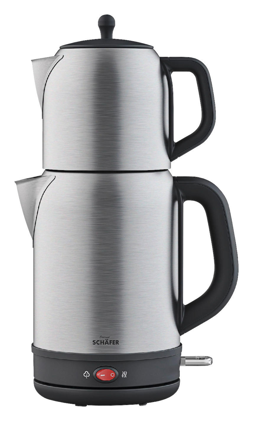 SCHÄFER Wasser -/u.Teekocher 74264 Edelstahloptik Edelstahl B/H/T: ca. 19x37x19 cm ca. 1,7 l Wasser-/u.Teekocher_Strix - schwarz/Edelstahloptik (19,00/37,00/19,00cm) - SCHÄFER