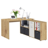 Schreibtisch  Eiche Artisan Nachbildung weiß B/H/T: ca. 136x74x66,5 cm Lexo_Schreibtisch 353-001 - Eiche/weiß (136,00/74,00/66,50cm)