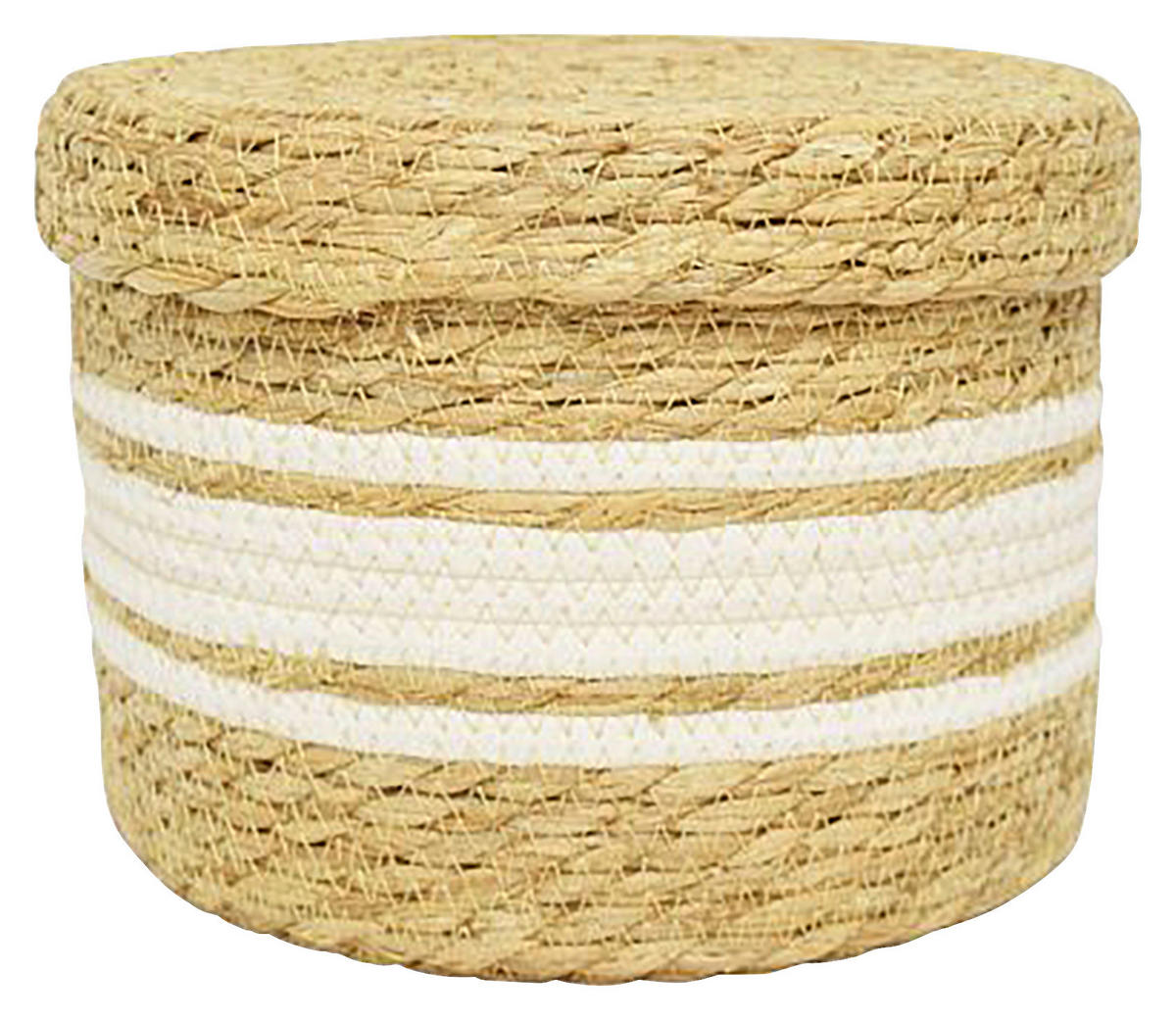Korb Korb_mit_Deckel_M - weiß/natur (18,00/25,00/25,00cm)