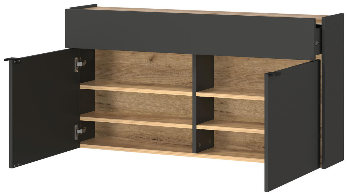 Garderobe 7937-549 Graphit Optik Eiche Navarra Nachbildung B/H/T: ca. 110x200x22 cm 7937-549 - Eiche/Graphit (110,00/200,00/22,00cm) - Germania