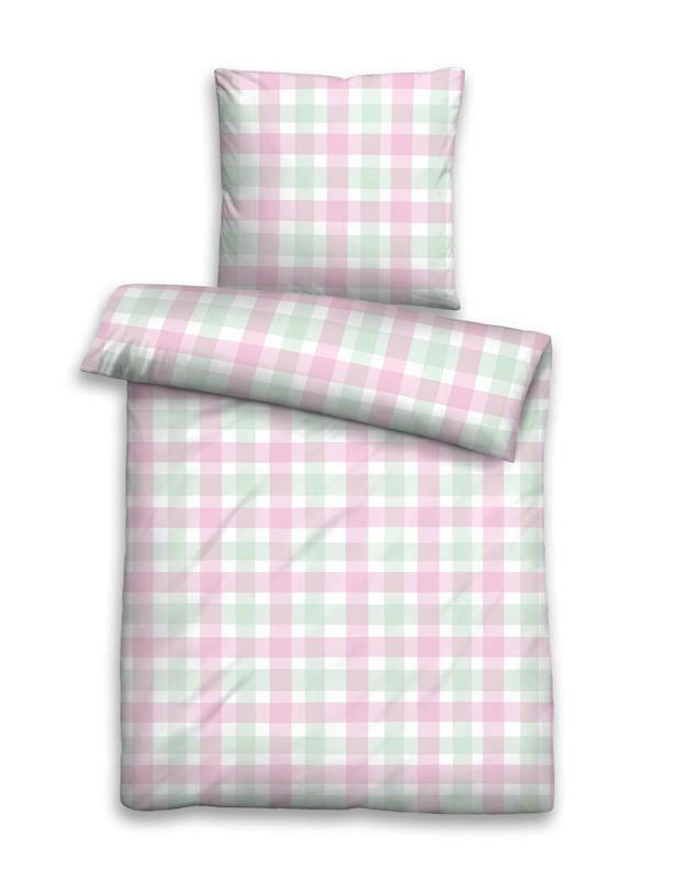 Seersucker Bettwäsche Bettwäsche_Micro-Seersucker Karo - mint/rosa (135,00/200,00cm)