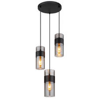 GLOBO Pendelleuchte schwarz Metall H/D: ca. 150x34 cm E27 3 Brennstellen SCARFINA - schwarz (34,00/150,00cm) - GLOBO