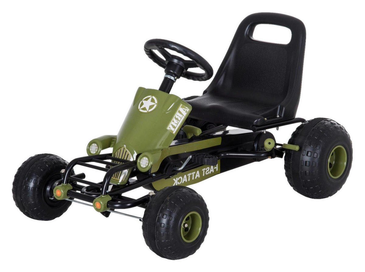 HOMCOM Kinder-Tretauto grün B/H/L: ca. 65x56x99 cm Kinder_Tretauto - schwarz/grün (99,00/65,00/56,00cm) - HOMCOM