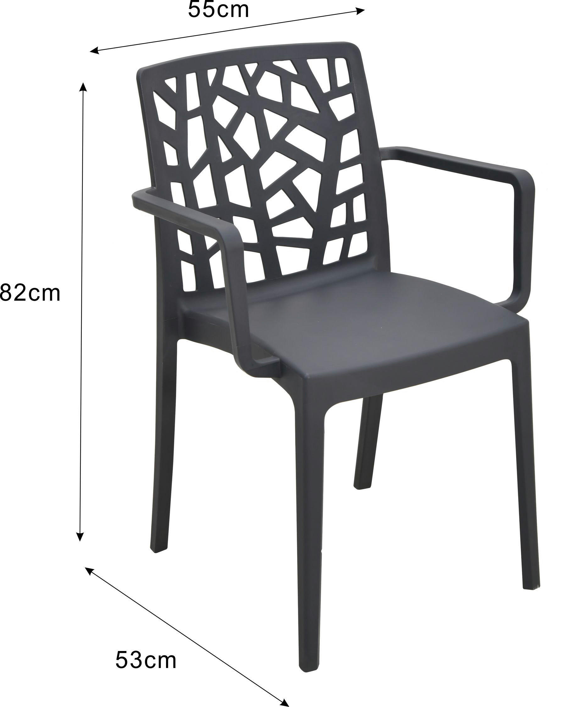 POCOline Stapelstuhl Florenz dunkelgrau Kunststoff B/H/L: ca. 53x82x55 cm Florenz - dunkelgrau (55,00/53,00/82,00cm) - POCOline