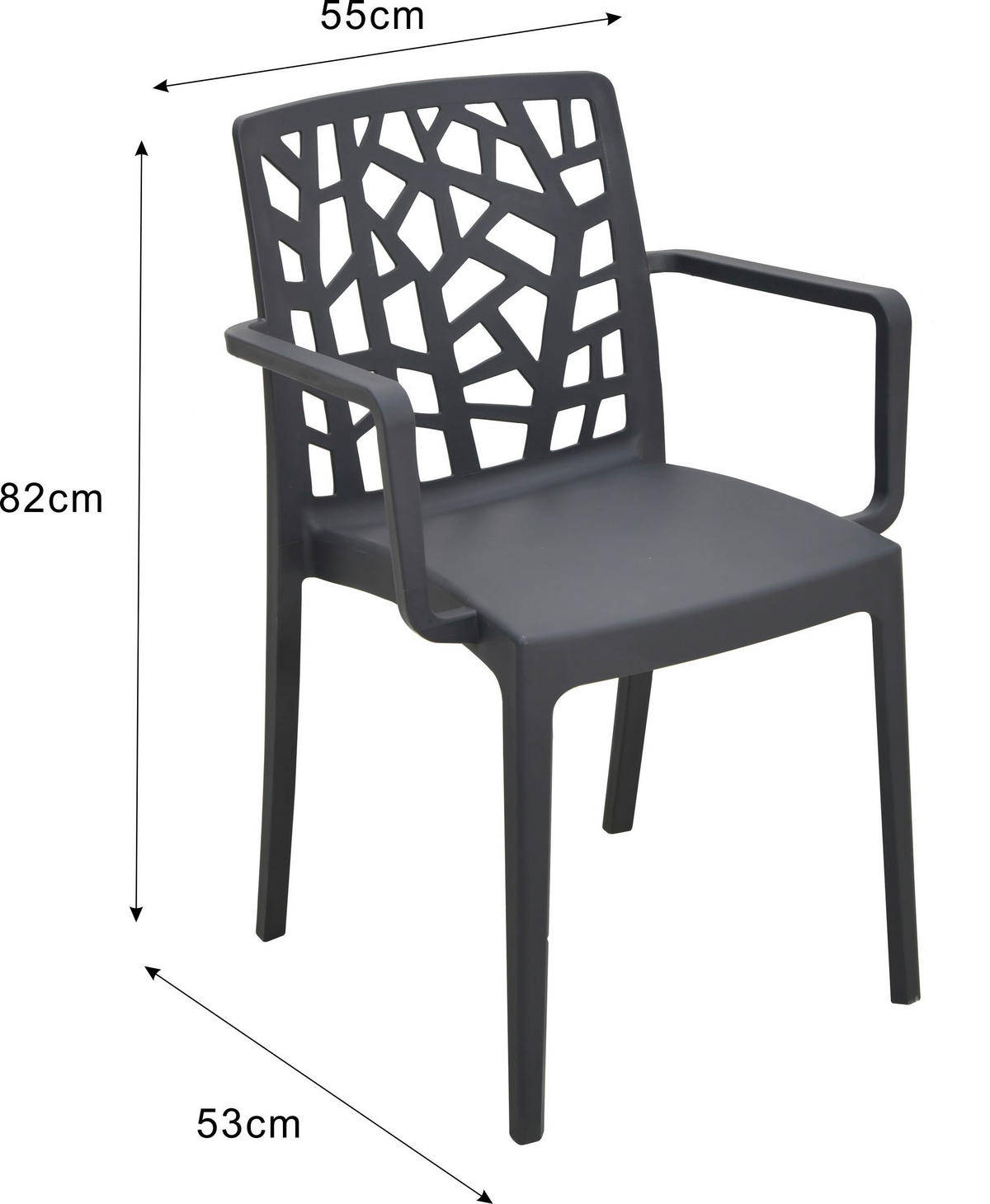 POCOline Stapelstuhl Florenz dunkelgrau Kunststoff B/H/L: ca. 53x82x55 cm Florenz - dunkelgrau (55,00/53,00/82,00cm) - POCOline