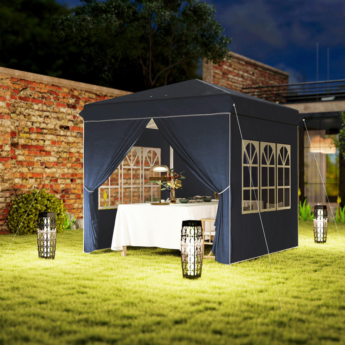 Outsunny Pavillon blau Polyester B/H/L: ca. 248x270x248 cm Pavillon - blau (248,00/248,00/270,00cm) - Outsunny