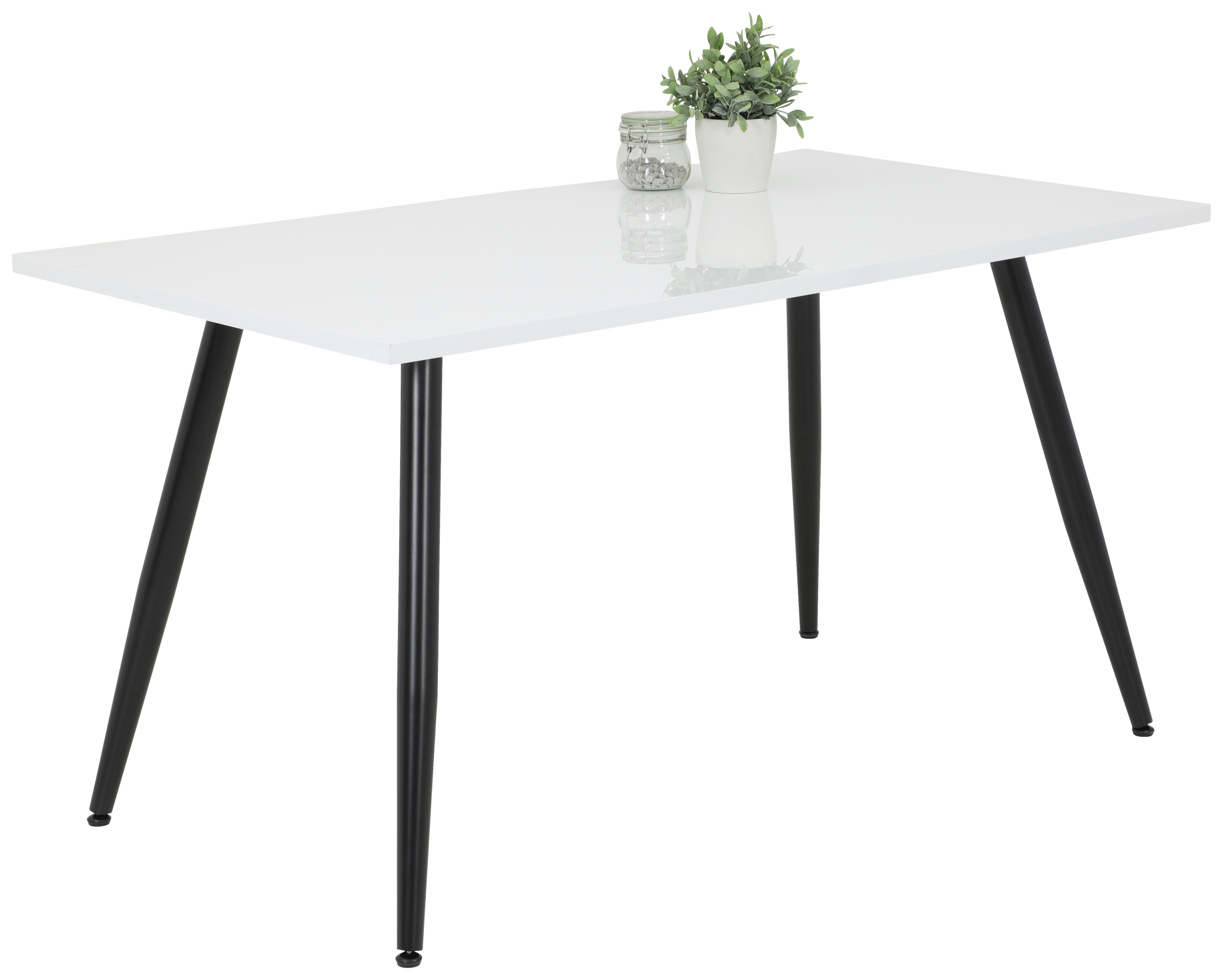 Esstisch ANIKA weiß Lack Hochglanz schwarz pulverbeschichtet Lack Hochglanz B/H/T: ca. 140x76x80 cm ANIKA - weiß/schwarz (140,00/76,00/80,00cm) - Hela