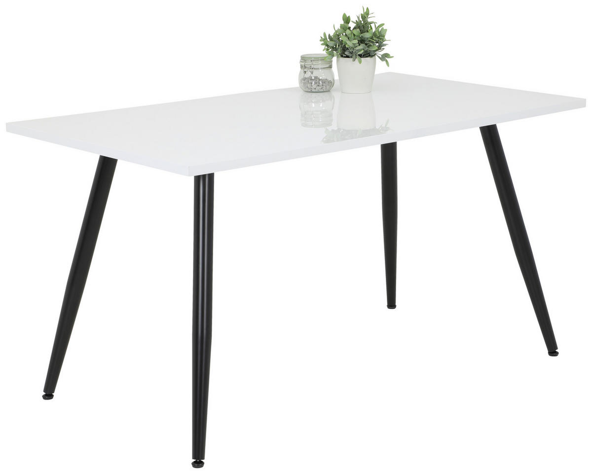 Esstisch ANIKA weiß Lack Hochglanz schwarz pulverbeschichtet Lack Hochglanz B/H/T: ca. 140x76x80 cm ANIKA - weiß/schwarz (140,00/76,00/80,00cm) - Hela