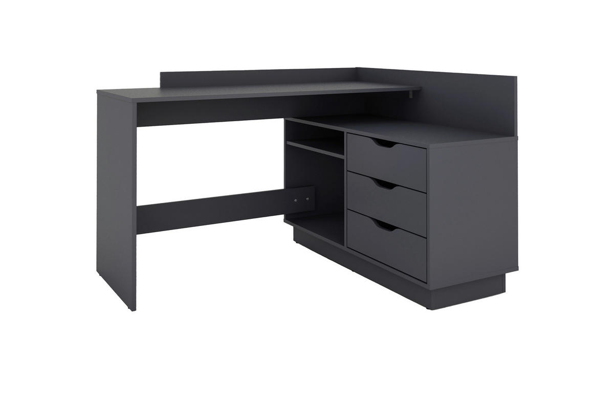 Eckschreibtisch BELFAST anthrazit B/H/T: ca. 129x83,5x105 cm BELFAST - anthrazit (129,00/83,50/105,00cm) - byLIVING