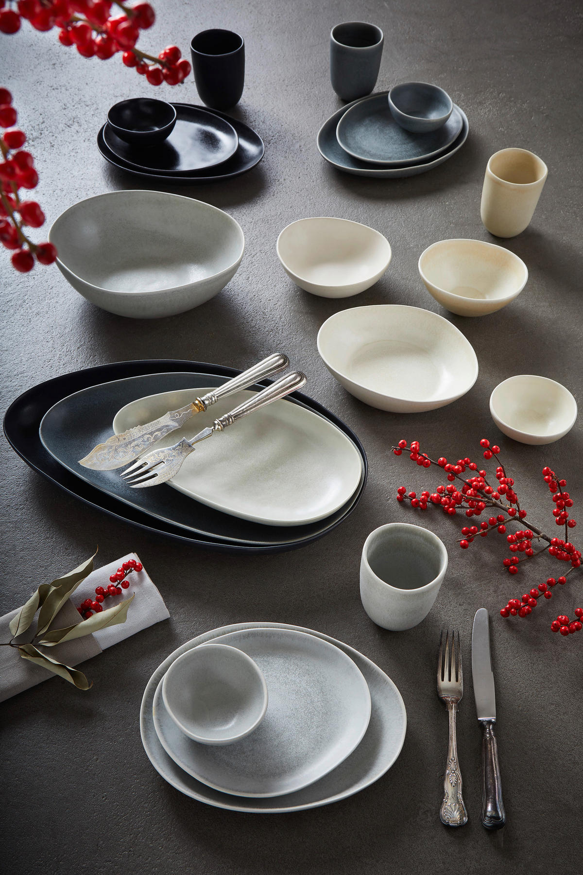 CreaTable Tafelservice PIETRA multicolor Steinzeug 4 tlg. PIETRA - multicolor (27,00/20,00/3,00cm) - CreaTable
