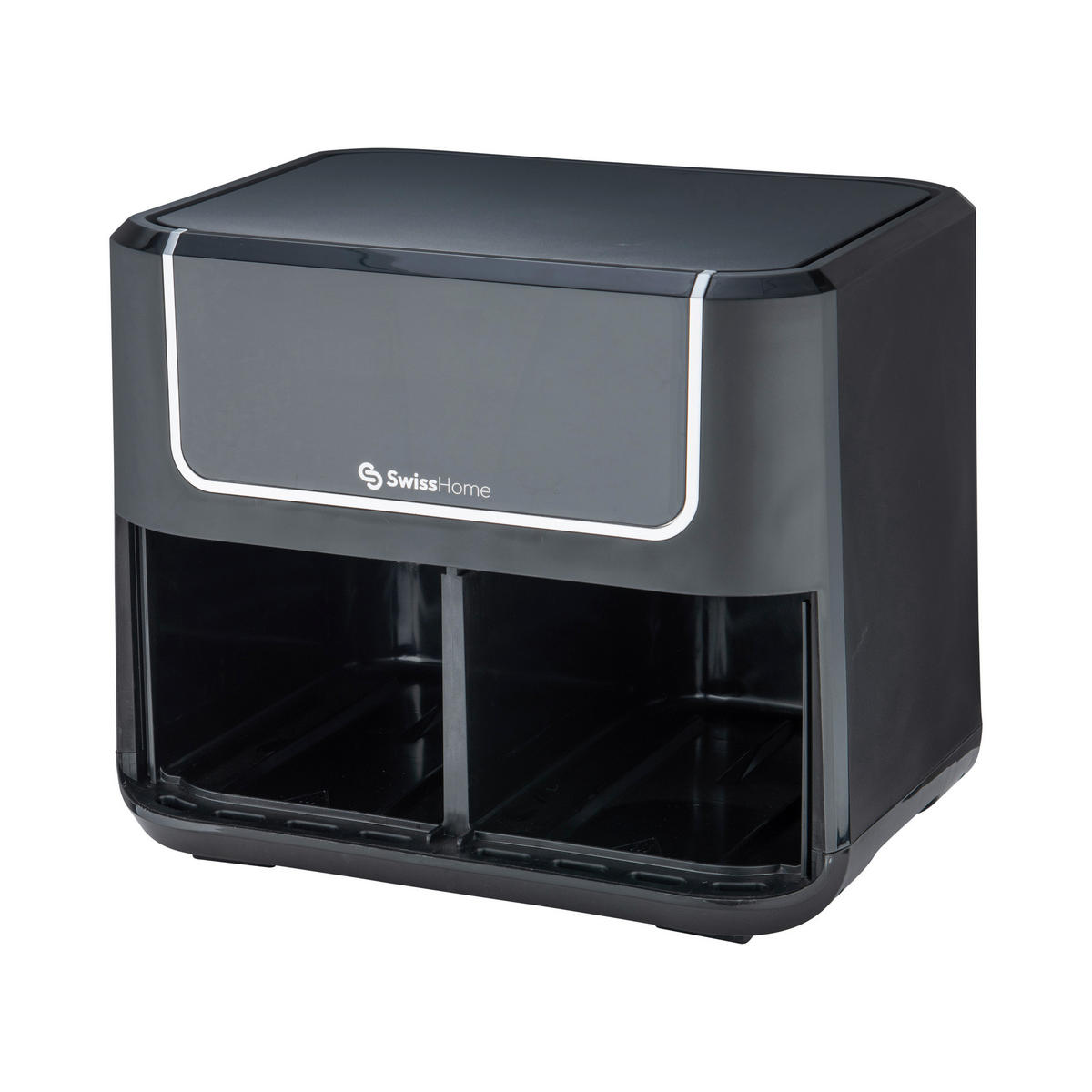 SWISS HOME Doppel-Heißluftfritteuse SH-6931 schwarz Kunststoff B/H/L: ca. 24x28x32 cm ca. 3 l BLACK DARK - schwarz (32,00/24,00/28,00cm) - SWISS HOME
