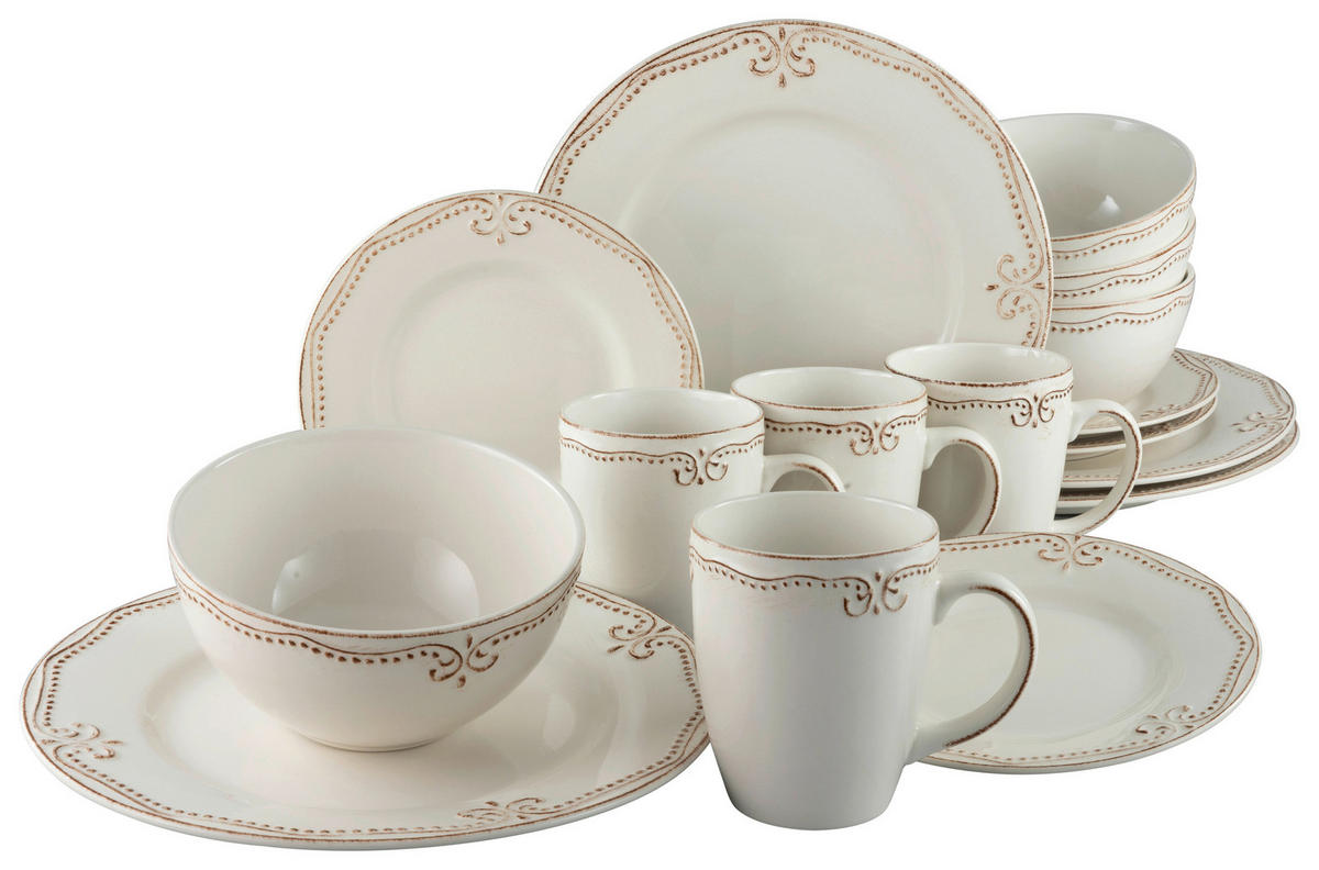 CreaTable Kombiservice Romantic Vintage creme Keramik 16 tlg. Romantic Vintage - creme - CreaTable