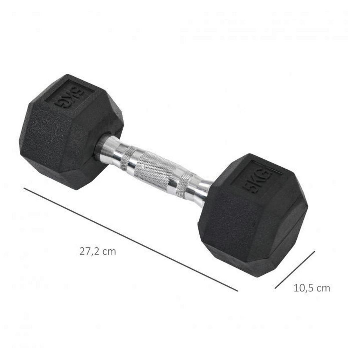 HOMCOM Kurzhantelset schwarz Gummi B/H/L: ca. 10,5x27,2x10,5 cm Kurzhantel_2er_Set - schwarz/silber (10,50/10,50/27,20cm) - HOMCOM