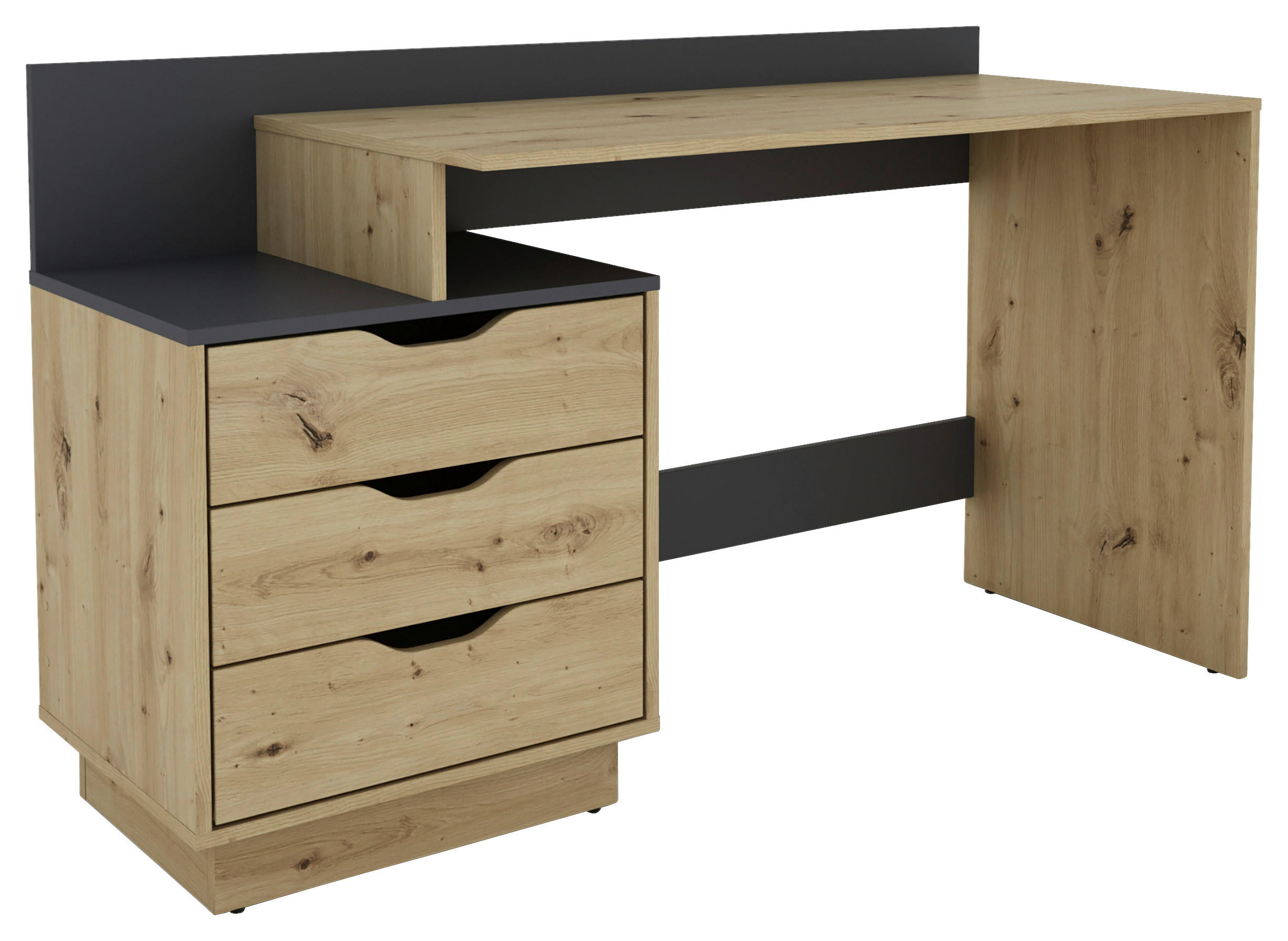 Schreibtisch BELFAST Eiche Artisan Nachbildung anthrazit B/H/T: ca. 138x83,5x51,5 cm BELFAST - Eiche/anthrazit (138,00/83,50/51,50cm) - byLIVING