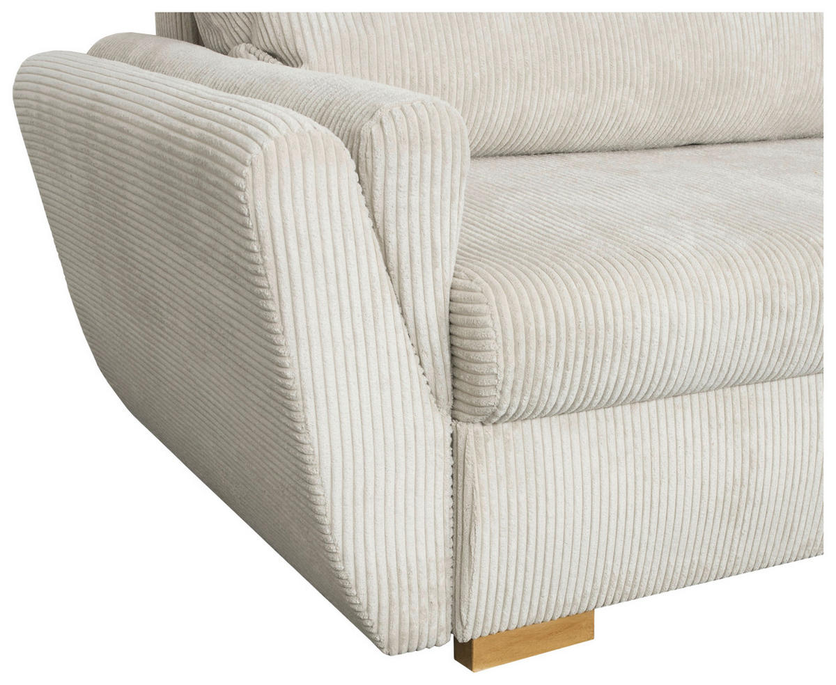 Ecksofa Danzig beige Velourstoff B/H/T: ca. 229x86x167 cm Danzig - beige/Eiche (229,00/86,00/167,00cm)