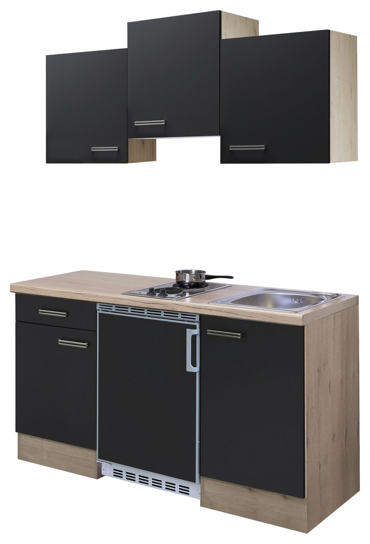 Küchenblock Elva anthrazit strukturiert B/H/T: ca. 151x226x60 cm Elva - Eiche/anthrazit (151,00/226,00/60,00cm) - Flex-Well