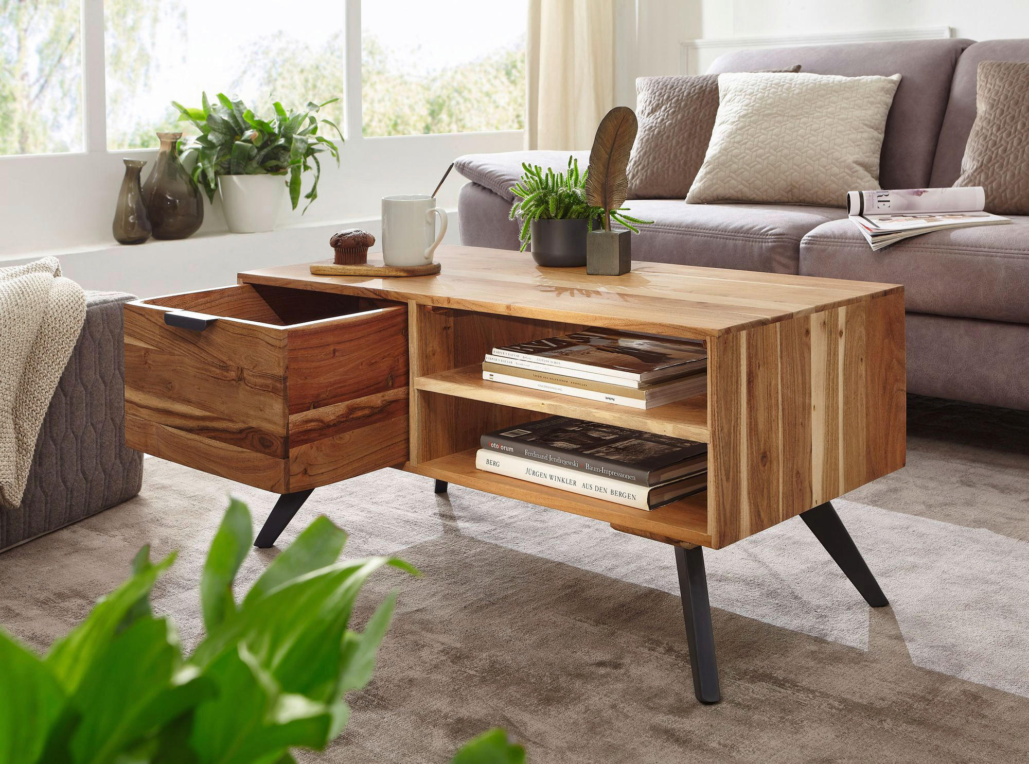 Couchtisch braun B/H/T: ca. 45x45x95 cm Couchtisch - braun (45,00/45,00/95,00cm) - Wohnling