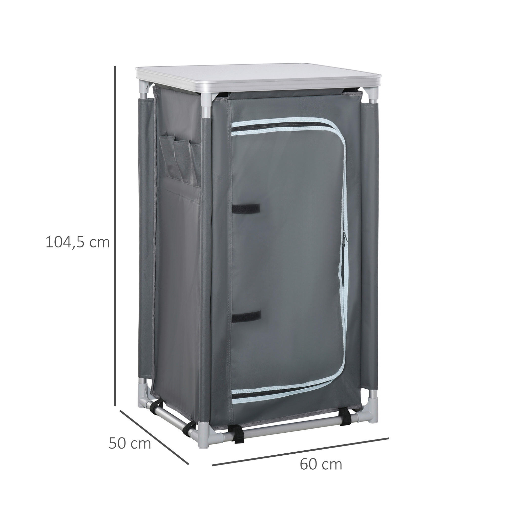 Outsunny Campingartikel B/H/L: ca. 50x60x104,5 cm Campingschrank - grau (104,50/50,00/60,00cm) - Outsunny