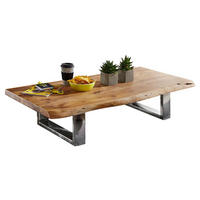 Couchtisch natur Chrom verchromt B/H/T: ca. 115x25x58 cm Couchtisch - natur/Chrom (115,00/25,00/58,00cm) - Wohnling