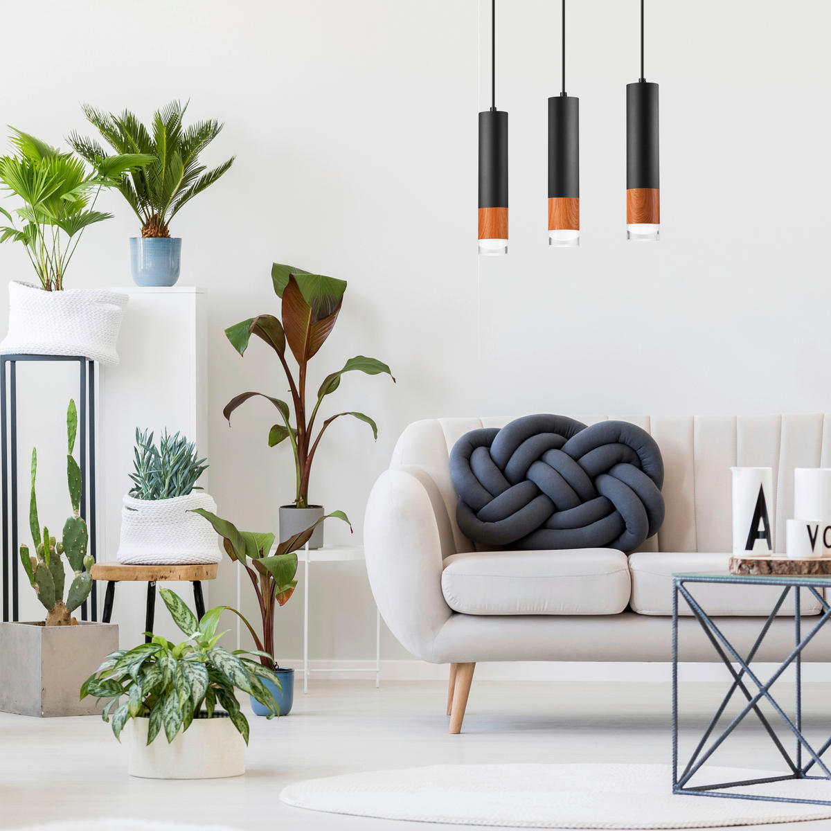 Lamkur Pendelleuchte schwarz Stahl Glas B/H/L: ca. 8x95x45 cm GU10 3 Brennstellen AURELIA - schwarz (45,00/8,00/95,00cm) - Lamkur