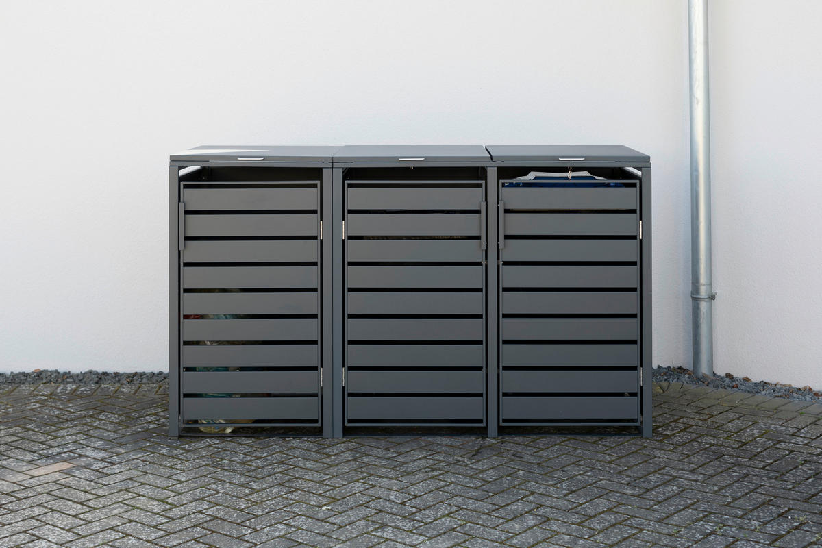 Westmann Mülltonnenbox3-fach Kubus 3-fach Kubus - anthrazit (200,00/116,00/80,00cm) - Westmann