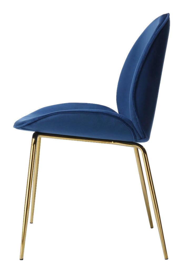 Stuhl Charlize 100 2er blau Microfaser B/H/T: ca. 48x87x59 cm Charlize 100 2er - blau/messing (48,00/87,00/59,00cm) - 360 Living