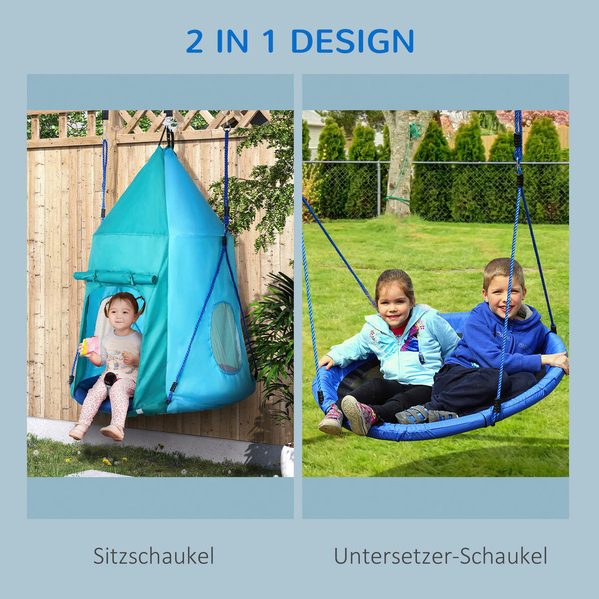 Outsunny Schaukel blau B/H/L: ca. 100x100x150 cm Nestschaukel - blau/grün (150,00/100,00/100,00cm) - Outsunny